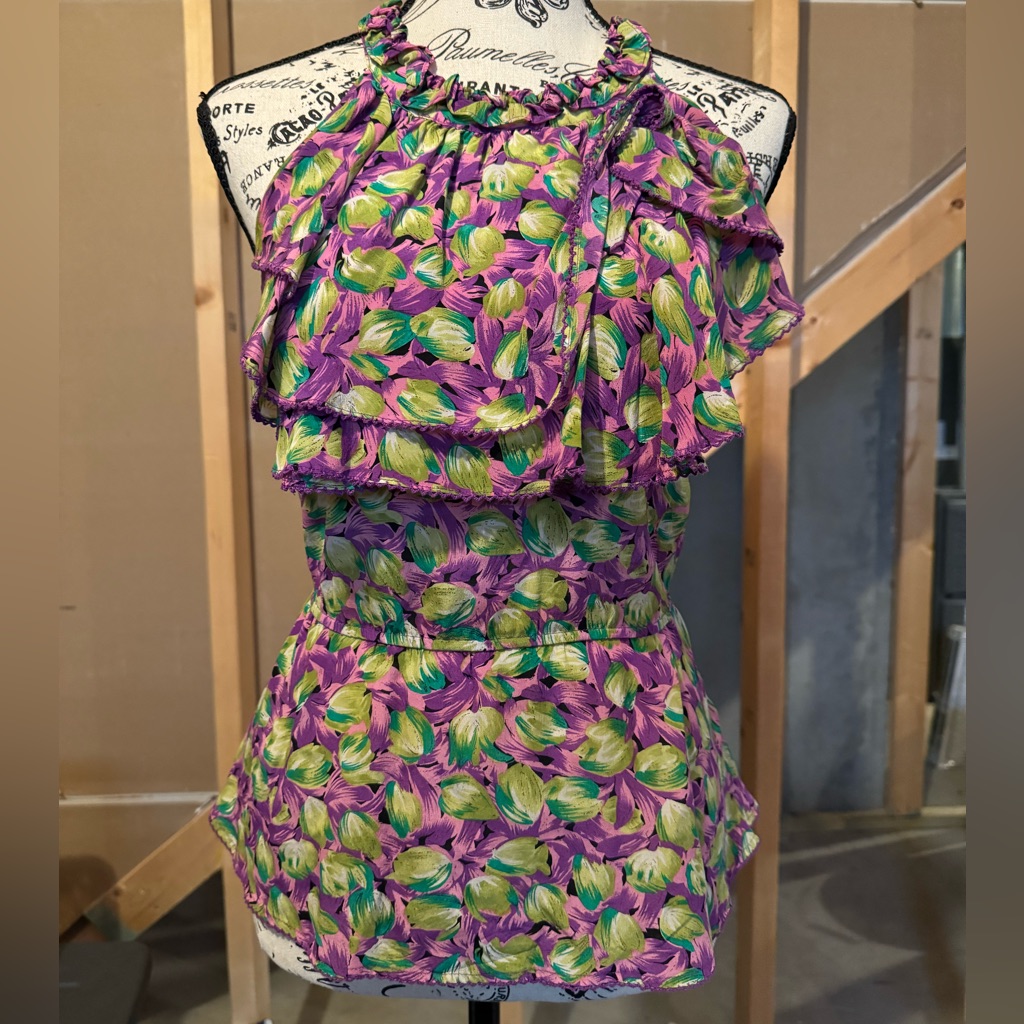Purple Anthropologie Peplum Silk Top
